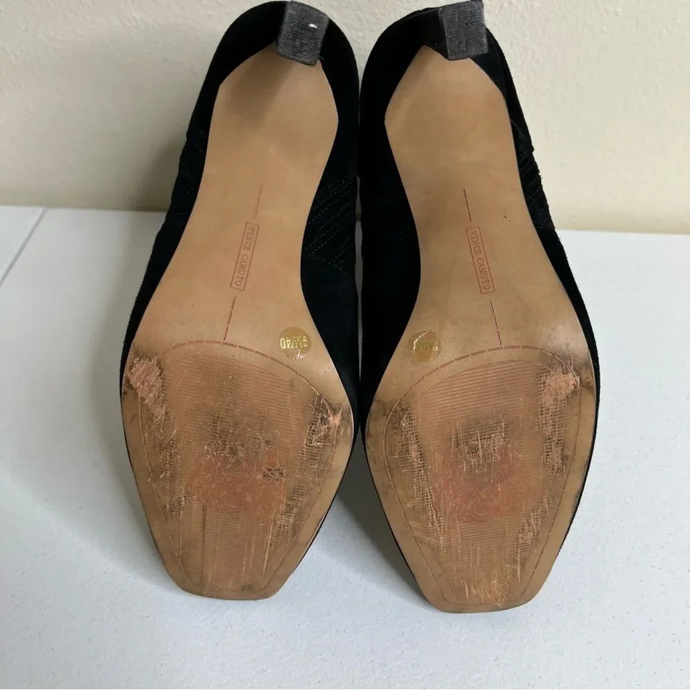 Vince Camuto Black Talanna Bootie Suede Leather Squared Toe Pull On Women 9